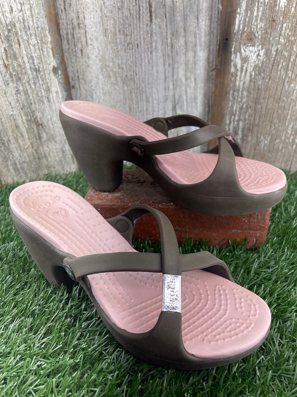 Women's Crocs Cyprus IV Heels Brown Pink Women's 7